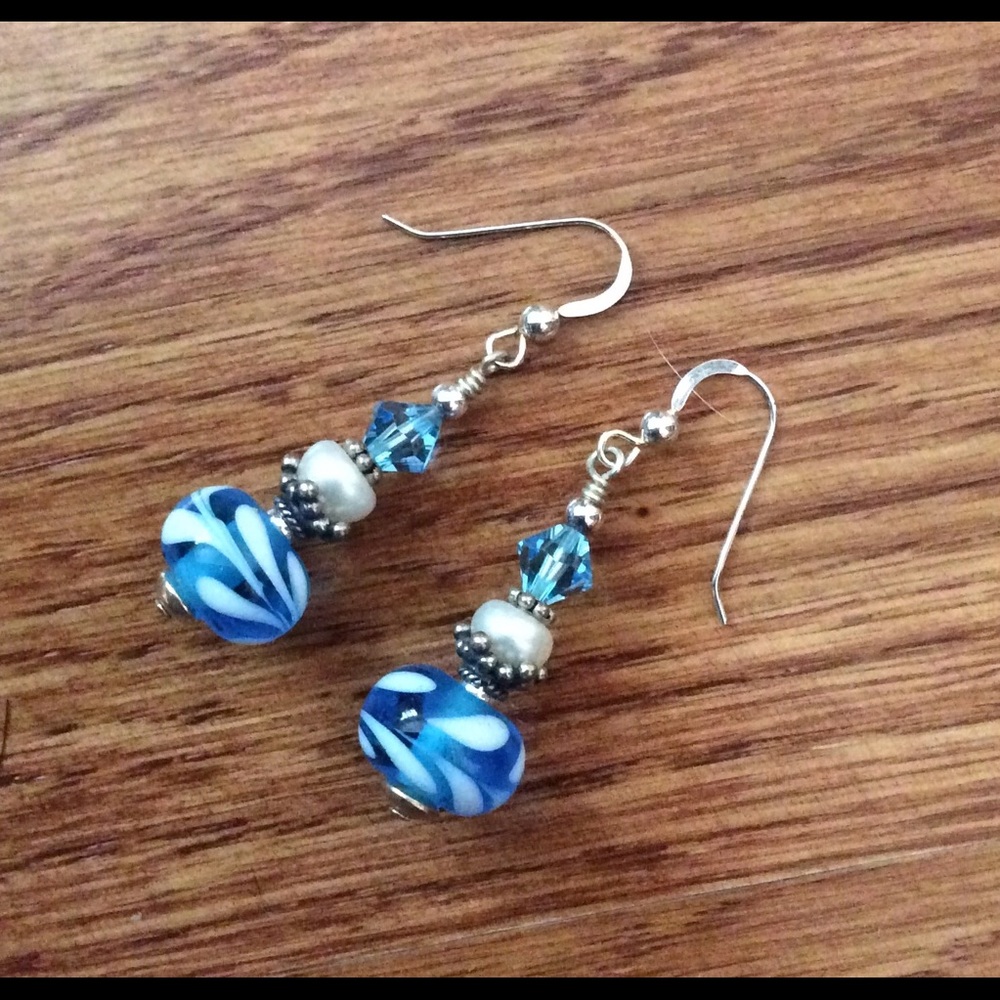 Handmade Sterling Lampwork Glass Earrings